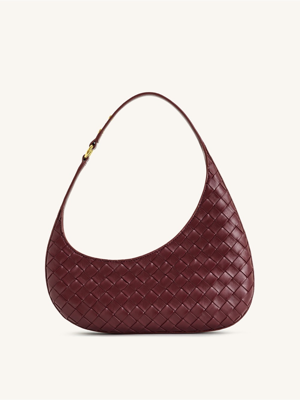 NWOT JW PEI Woven Crescent Shoulder Bag - Deep Burgundy - Picture 2 of 7